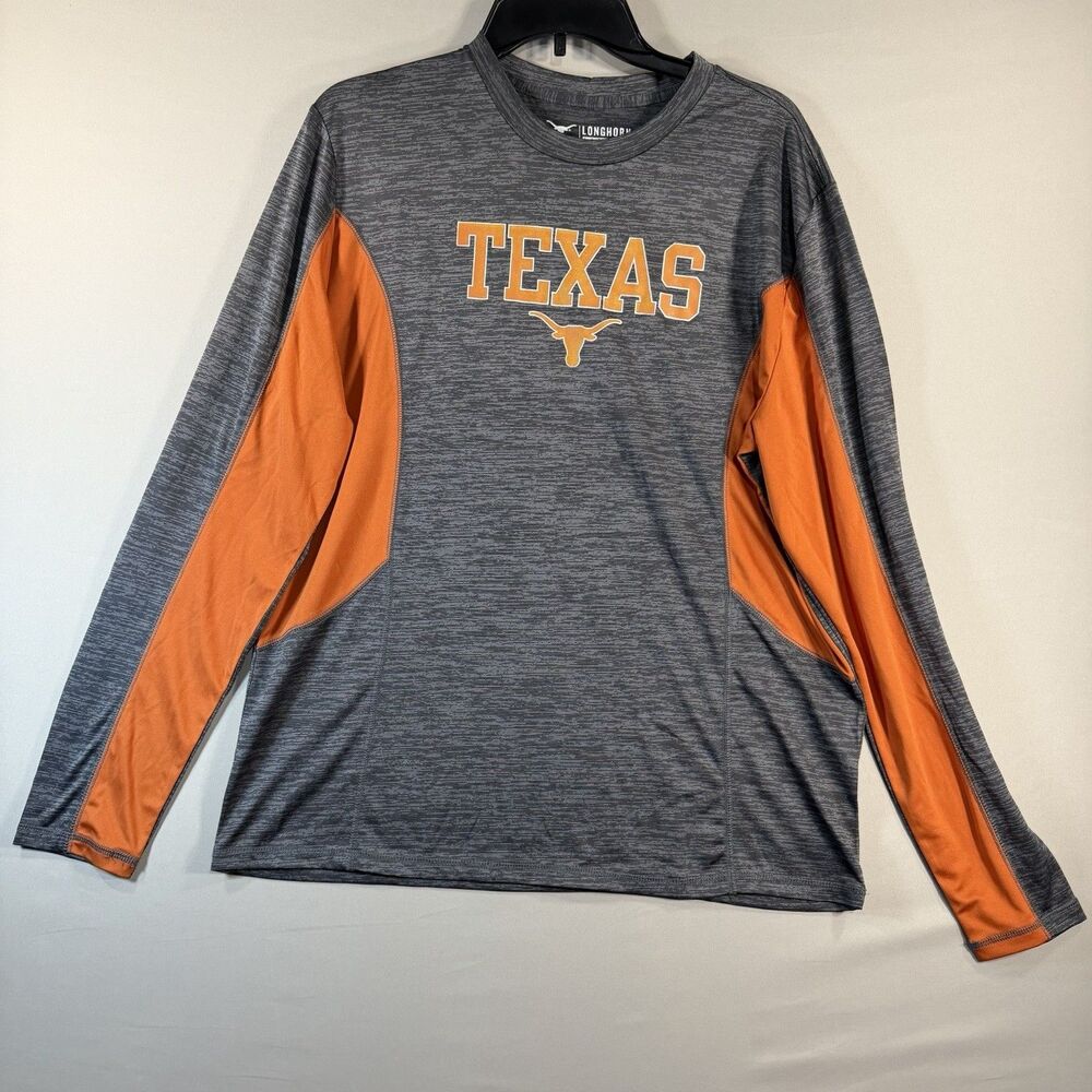 Texas Longhorns Long Sleeve Shirt Unisex L Performance Orange Gray